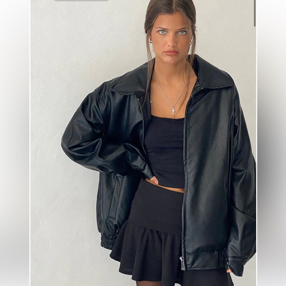 Motel Rocks Faux Leather Bomber Jacket.